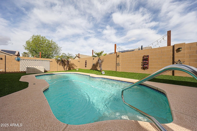 view of pool featuring a fenced in pool and a fenced backyard