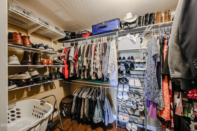 spacious closet with wood finished floors