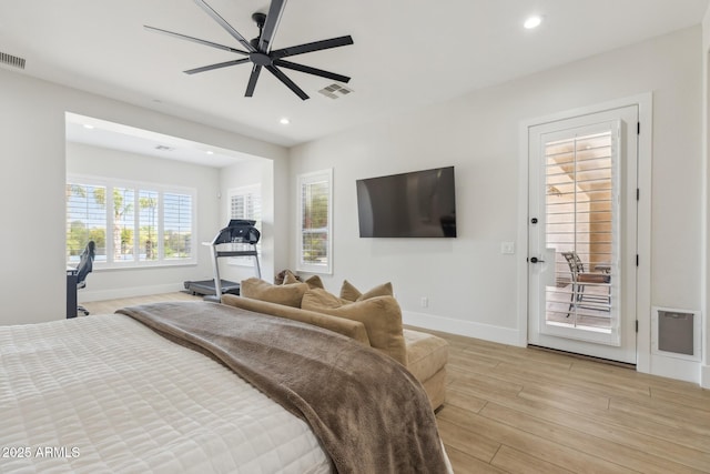 3356 E Vallejo Ct, Gilbert, AZ 85298 - bedroom featuring light wood finished floors, recessed lighting, visible vents, and baseboards