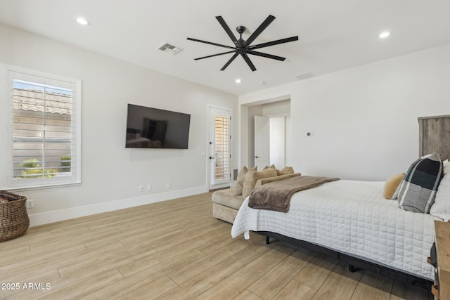 3356 E Vallejo Ct, Gilbert, AZ 85298 - bedroom with light wood finished floors, recessed lighting, visible vents, and baseboards