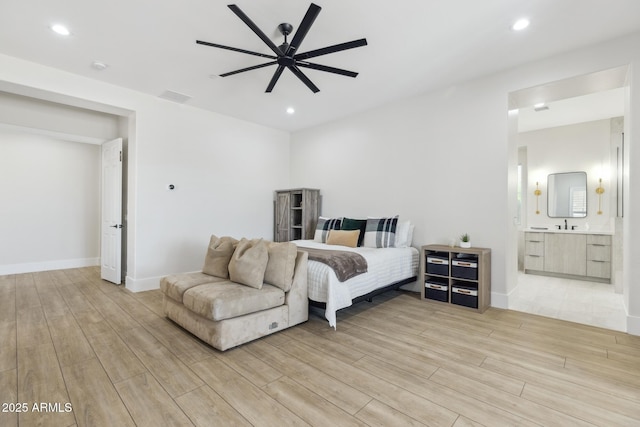 3356 E Vallejo Ct, Gilbert, AZ 85298 - bedroom featuring visible vents, recessed lighting, and light wood finished floors