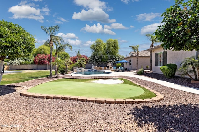 3356 E Vallejo Ct, Gilbert, AZ 85298 - view of home's community featuring a patio, a pool, and fence