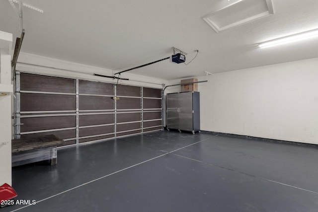 garage with a garage door opener