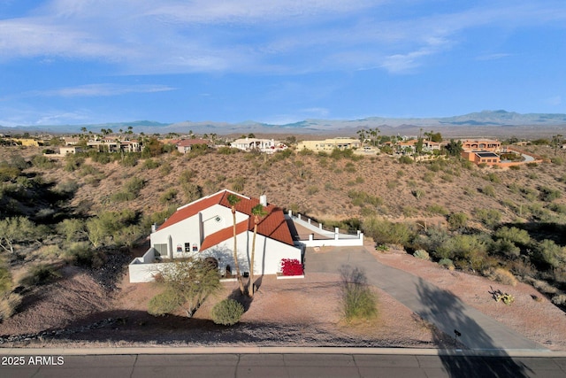 drone / aerial view with a mountain view