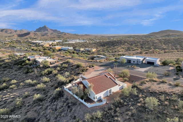 drone / aerial view with a mountain view