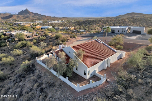 drone / aerial view with a mountain view