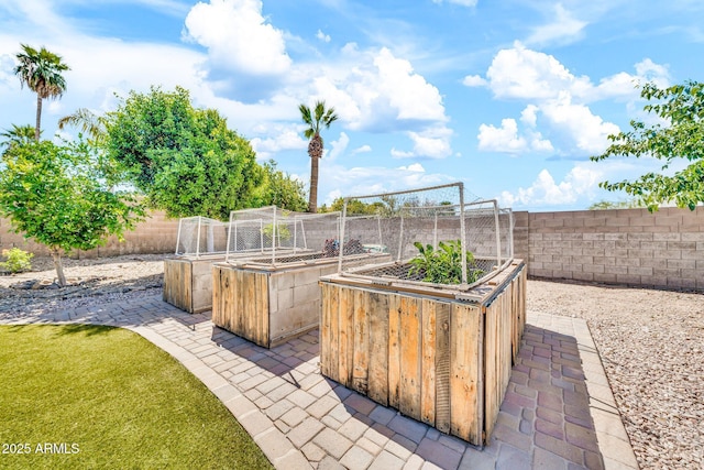 747 E Meadow Ln, Phoenix, AZ 85022 - view of patio / terrace with a fenced backyard and a vegetable garden