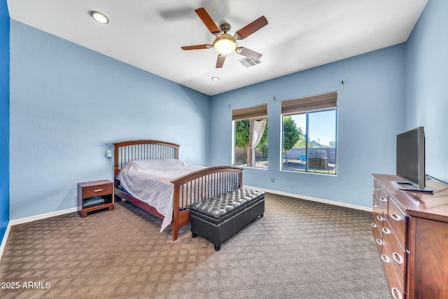 747 E Meadow Ln, Phoenix, AZ 85022 - carpeted bedroom featuring baseboards, visible vents, and ceiling fan
