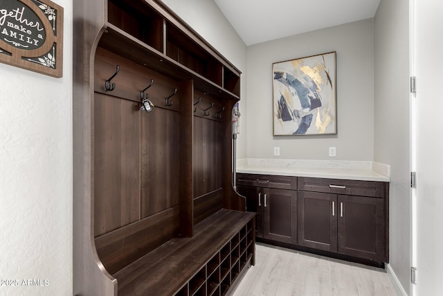 mudroom featuring light wood-style floors