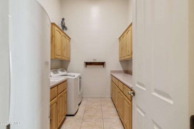 148 N La Barge Rd, Apache Junction, AZ 85119 - laundry area with cabinet space, washer and dryer, and light tile patterned floors
