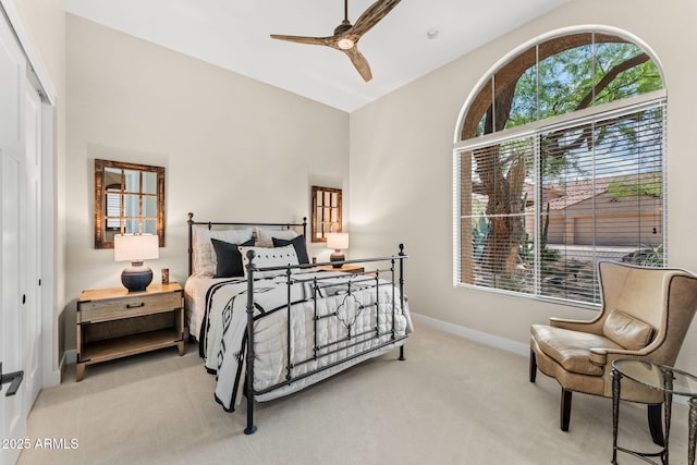 11324 E Diamond Cholla Dr, Scottsdale, AZ 85255 - bedroom with carpet, baseboards, a closet, and ceiling fan