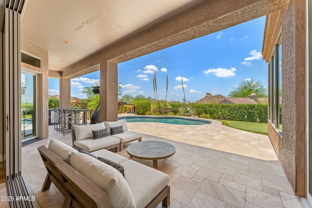 11324 E Diamond Cholla Dr, Scottsdale, AZ 85255 - view of patio with outdoor lounge area and an outdoor pool