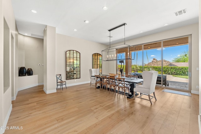 11324 E Diamond Cholla Dr, Scottsdale, AZ 85255 - dining space featuring light wood finished floors, baseboards, recessed lighting, and a chandelier