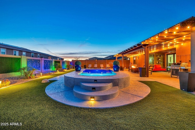 3713 W Abrams Dr, New River, AZ 85087 - view of swimming pool with a fenced backyard, an in-ground hot tub, a grill, and a patio area