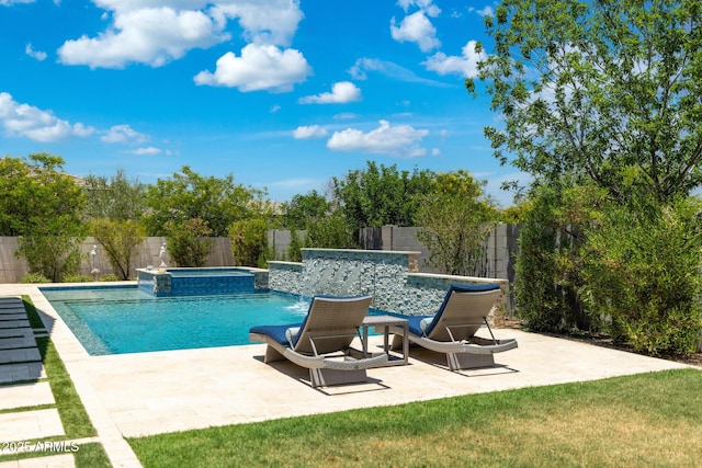 2630 E Lovebird Ln, Gilbert, AZ 85297 - view of pool with a patio, a fenced backyard, and a pool with connected hot tub