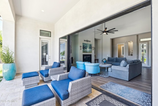 2630 E Lovebird Ln, Gilbert, AZ 85297 - view of patio featuring outdoor lounge area, a deck, and ceiling fan