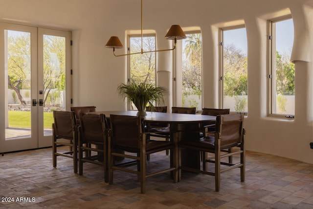 dining area featuring french doors