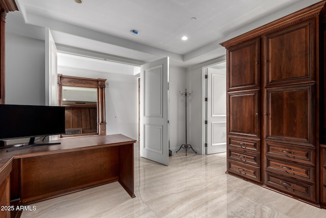 home office with recessed lighting