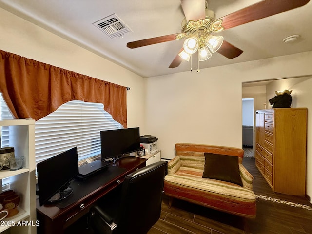 1758 E San Xavier Dr, Casa Grande, AZ 85122 - office with dark wood-type flooring and a ceiling fan