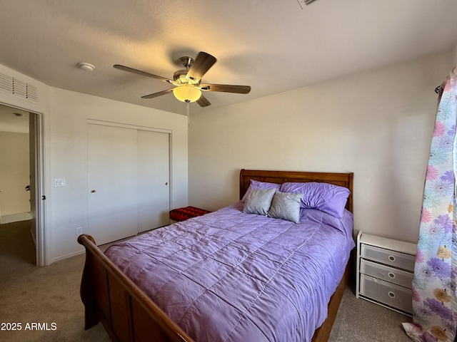 1758 E San Xavier Dr, Casa Grande, AZ 85122 - bedroom with carpet floors, a closet, and ceiling fan