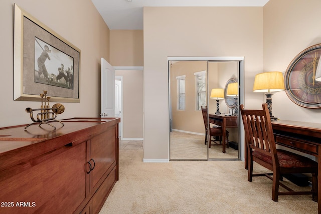 view of carpeted home office