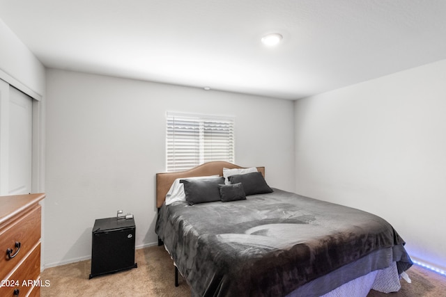 carpeted bedroom featuring a closet