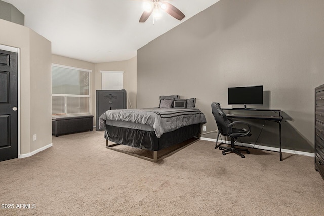 3946 N 112th Ave, Avondale, AZ 85392 - carpeted bedroom featuring vaulted ceiling, baseboards, a ceiling fan, and a desk