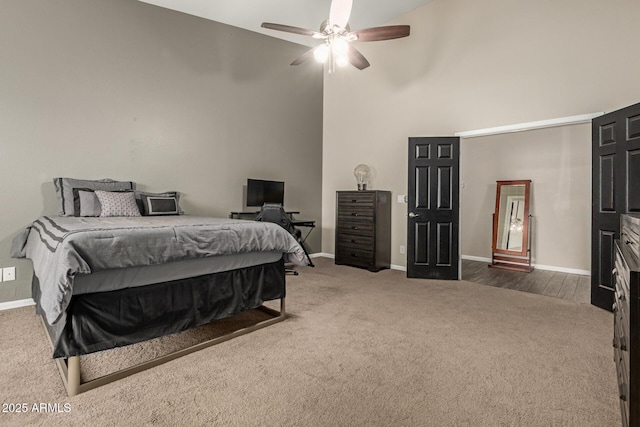 3946 N 112th Ave, Avondale, AZ 85392 - bedroom featuring carpet, a high ceiling, baseboards, and ceiling fan