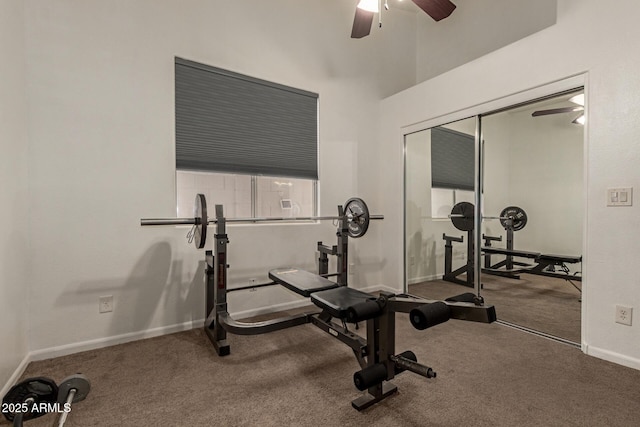 3946 N 112th Ave, Avondale, AZ 85392 - workout area featuring baseboards, ceiling fan, and carpet