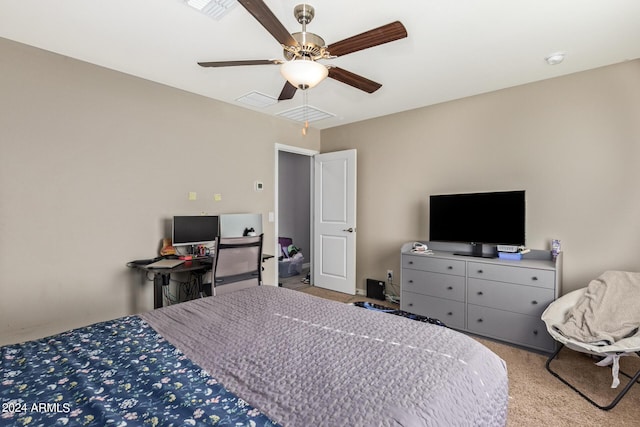 3929 S 79th Ln, Phoenix, AZ 85043 - bedroom with light colored carpet, a ceiling fan, and visible vents