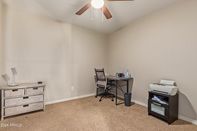 3929 S 79th Ln, Phoenix, AZ 85043 - office area featuring baseboards, a ceiling fan, and carpet floors