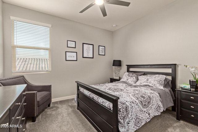 bedroom with carpet floors and ceiling fan