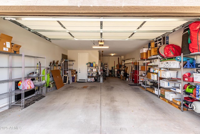 garage with a garage door opener