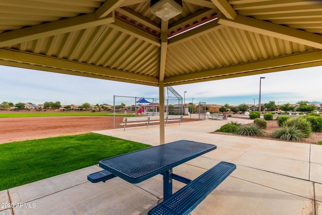 view of patio / terrace featuring a gazebo