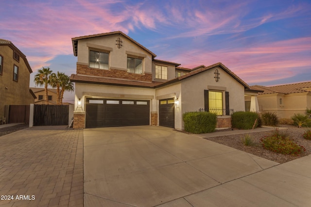 view of front of house with a garage