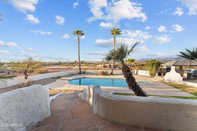 view of swimming pool with a patio area and a fenced in pool