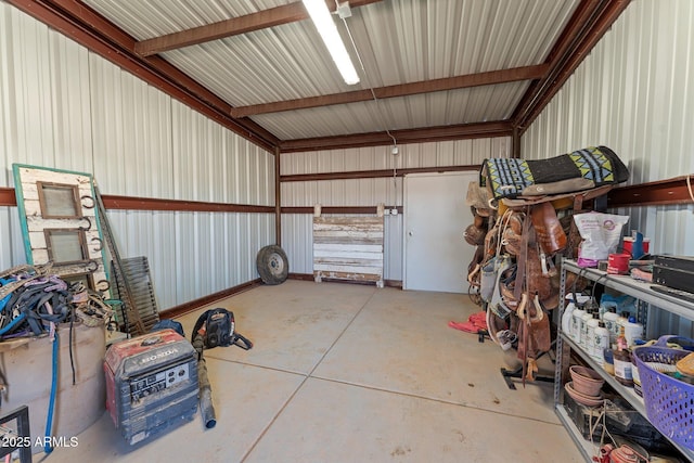 garage with metal wall