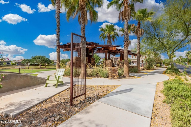 view of community featuring a pergola