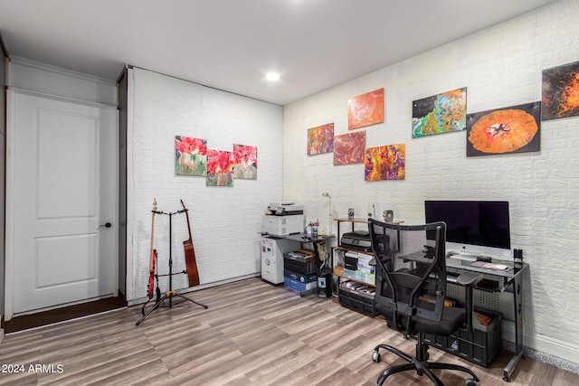 office with wood-type flooring