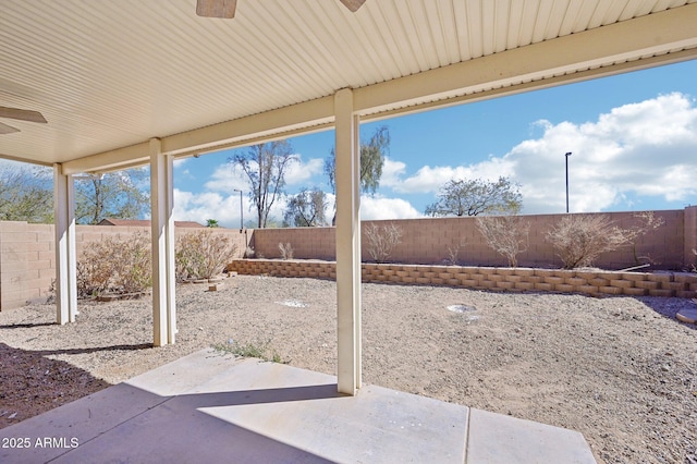 view of patio featuring a fenced backyard