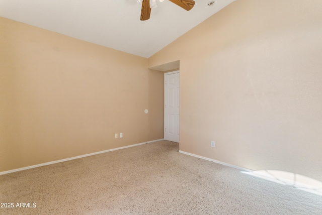 unfurnished room featuring vaulted ceiling and ceiling fan