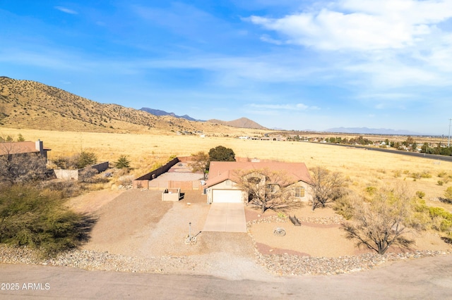 bird's eye view with a mountain view