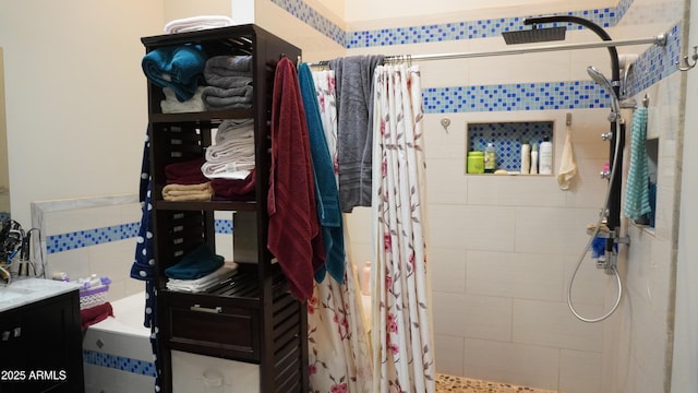 full bath with a shower stall