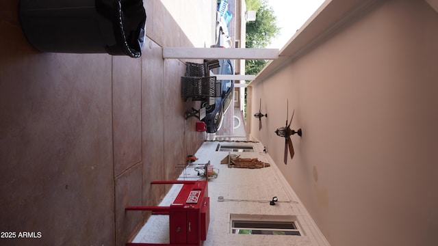 interior space with stucco siding