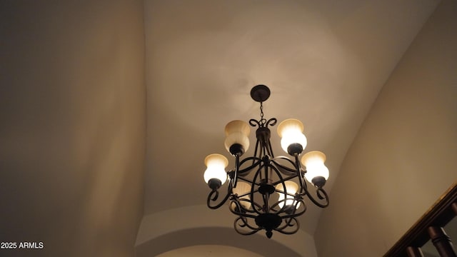 details with a chandelier