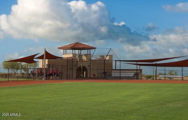 view of play area featuring fence