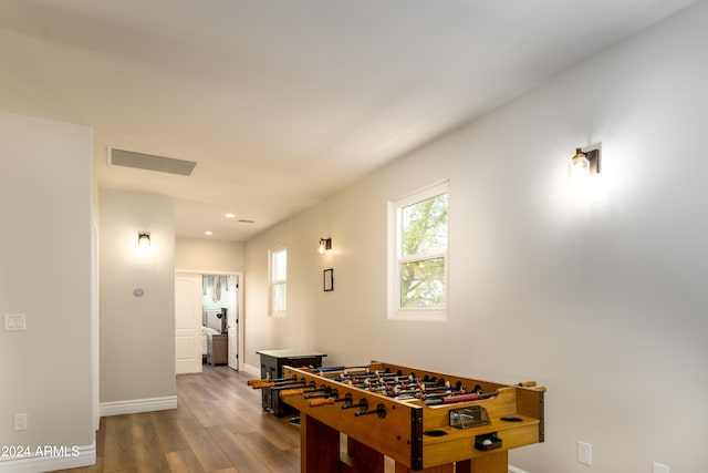 rec room featuring hardwood / wood-style floors