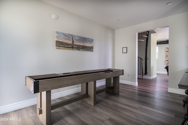 rec room featuring dark hardwood / wood-style floors