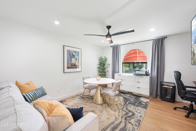 8001 N 3rd Pl, Phoenix, AZ 85020 - office space with baseboards, ceiling fan, wood finished floors, and recessed lighting
