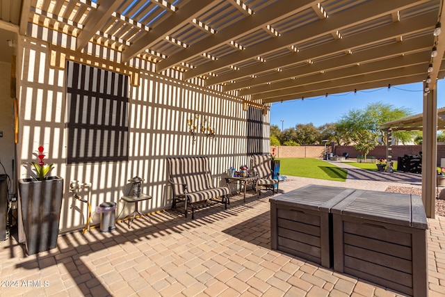 view of patio / terrace featuring a pergola